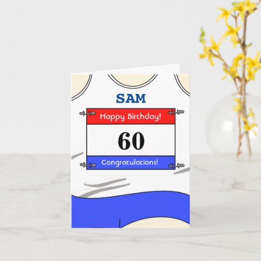 Gelukkige 60e verjaardagskaart voor een hardloper kaart (Gele Bloem)