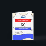 Gelukkige 60e verjaardagskaart voor een hardloper kaart<br><div class="desc">Stuur 50ste Verjaardag wensen aan die speciale loper, welke afstand ze ook lopen, marathons, halve marathons, 10 mijl, 10 km of 5 km afstand loopt of sprints! Of verander gewoon de berichten voor iemand die zijn favoriete kleur wit is! Het loopvest met zijn racenummer biedt een scala aan aanpassingsopties: -...</div>