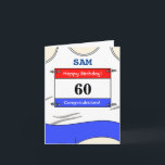Gelukkige 60e verjaardagskaart voor een hardloper kaart<br><div class="desc">Stuur 50ste Verjaardag wensen aan die speciale loper, welke afstand ze ook lopen, marathons, halve marathons, 10 mijl, 10 km of 5 km afstand loopt of sprints! Of verander gewoon de berichten voor iemand die zijn favoriete kleur wit is! Het loopvest met zijn racenummer biedt een scala aan aanpassingsopties: -...</div>