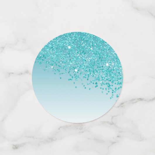 Gelukkige 60ste Verjaardag Chic Blauwgroen Blue Gl Confetti (Kleine voorkant)