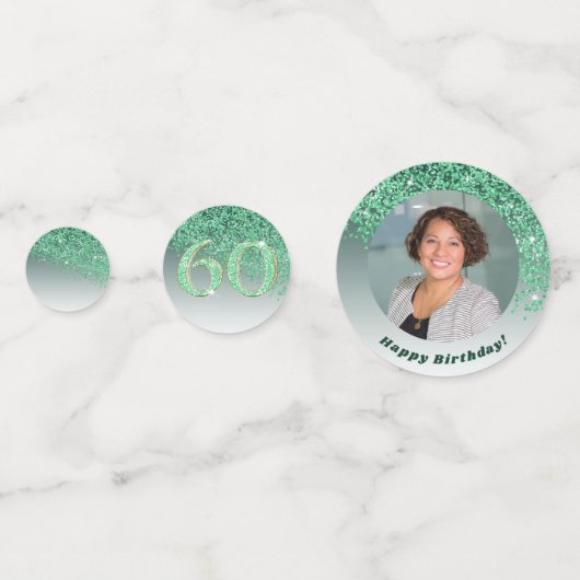 Gelukkige 60ste verjaardag Chic Falling Green Glit Confetti (Voorkanten)