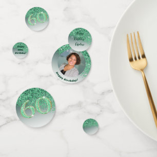 Gelukkige 60ste verjaardag Chic Falling Green Glit Confetti