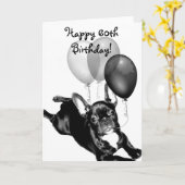 Gelukkige 60ste verjaardag Franse Bulldog wenskaar Kaart (Gele Bloem)