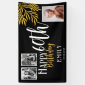 Gelukkige 60ste Verjaardag Gouden Foliage 3 Foto A Spandoek (Verticaal)