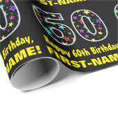 Gelukkige 60ste verjaardag, Leuke kleurrijke sterr Cadeaupapier (Rol Hoek)