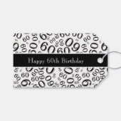 Gelukkige 60ste Verjaardag Nummer Patroon Zwart/Wi Cadeaulabel (Voorkant (Horizontaal))