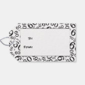 Gelukkige 60ste Verjaardag Nummer Patroon Zwart/Wi Cadeaulabel (Achterkant Horizontaal)