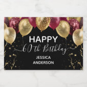 Gelukkige 60ste verjaardag rode en gouden Moussere Sparkling Wijnetiket (Enkel label)