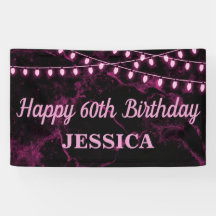 Gelukkige 60ste Verjaardag Roze Lichten Zwart