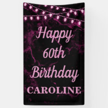 Gelukkige 60ste Verjaardag Roze Lichten Zwart