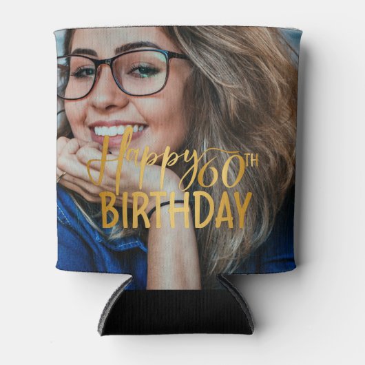 Gelukkige 60ste Verjaardag Script gepersonaliseerd Blikjeskoeler (Voorkant)