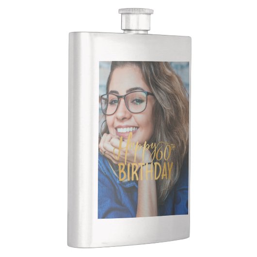 Gelukkige 60ste Verjaardag Script gepersonaliseerd Flacon (Rechts)