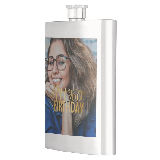 Gelukkige 60ste Verjaardag Script gepersonaliseerd Flacon (Links)