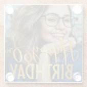 Gelukkige 60ste Verjaardag Script gepersonaliseerd Glazen Onderzetter (Achterkant)