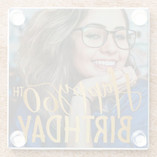 Gelukkige 60ste Verjaardag Script gepersonaliseerd Glazen Onderzetter (Achterkant)