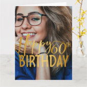 Gelukkige 60ste Verjaardag Script gepersonaliseerd Kaart (Gele Bloem)