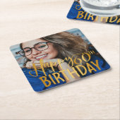 Gelukkige 60ste Verjaardag Script gepersonaliseerd Kartonnen Onderzetters (Schuin)