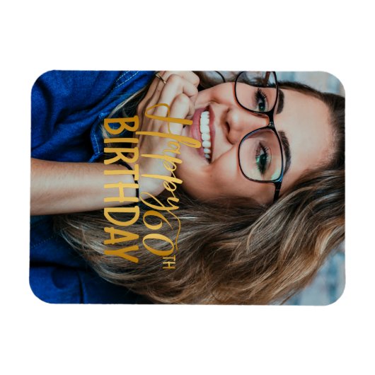 Gelukkige 60ste Verjaardag Script gepersonaliseerd Magneet (Horizontaal)