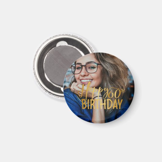 Gelukkige 60ste Verjaardag Script gepersonaliseerd Magneet (Voorkant / Achterkant)