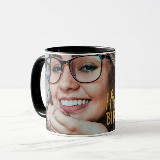 Gelukkige 60ste Verjaardag Script gepersonaliseerd Mok (Voorkant links)