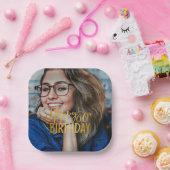 Gelukkige 60ste Verjaardag Script gepersonaliseerd Papieren Bordje (Feest)