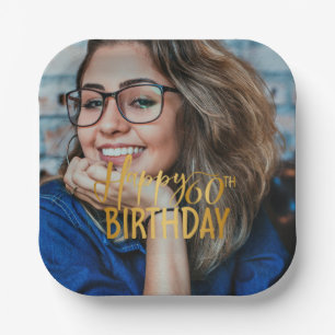 Gelukkige 60ste Verjaardag Script gepersonaliseerd Papieren Bordje