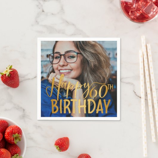 Gelukkige 60ste Verjaardag Script gepersonaliseerd Servet (Insitu)