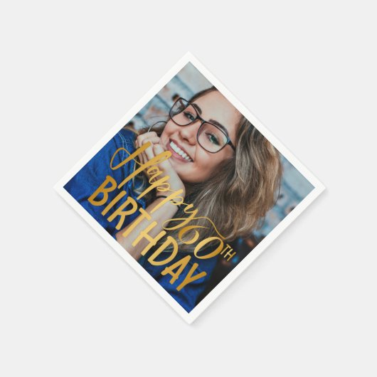 Gelukkige 60ste Verjaardag Script gepersonaliseerd Servet (Hoek)