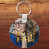 Gelukkige 60ste Verjaardag Script gepersonaliseerd Sleutelhanger (Voorkant)