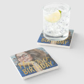 Gelukkige 60ste Verjaardag Script gepersonaliseerd Stenen Onderzetter (Zijkant)