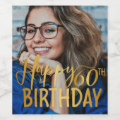 Gelukkige 60ste Verjaardag Script gepersonaliseerd Wijn Etiket (Enkel label)