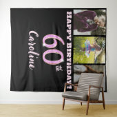 Gelukkige 60ste Verjaardagsfeest, Roze Glitter & 3 Wandkleed (In Situ (horizontaal))