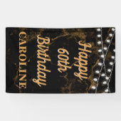 Gelukkige 60ste Verjaardagslichten Goud Zwart Vert Spandoek (Horizontaal)