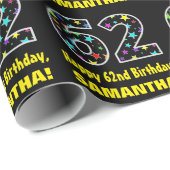 Gelukkige 62e Verjaardag, Leuk Kleurrijk Sterren P Cadeaupapier (Rol Hoek)