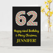 Gelukkige 62e Verjaardag & Vrolijk Kerstmis, Douan Kaart (Gele Bloem)