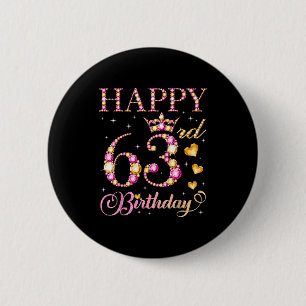 Gelukkige 63e verjaardag 63 jaar oude mannen vrouw ronde button 5,7 cm
