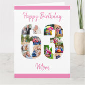 Gelukkige 63e Verjaardag Moeder 63 Nummer Fotocoll Kaart (Voorkant)