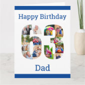 Gelukkige 63e Verjaardag Pap 63 Nummer Fotocollage Kaart (Voorkant)