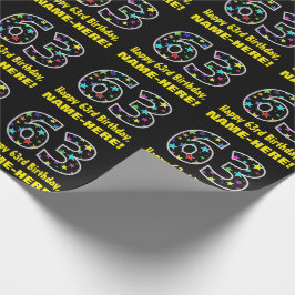 Gelukkige 63ste Verjaardag, Leuk Kleurrijk Sterren Cadeaupapier