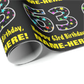 Gelukkige 63ste Verjaardag, Leuk Kleurrijk Sterren Cadeaupapier (Rol Hoek)