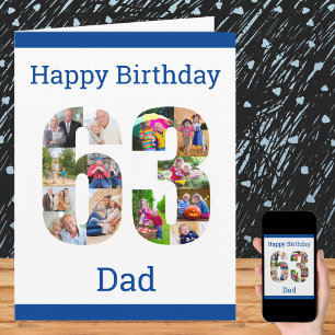 Gelukkige 63ste verjaardag papa 63 nummer fotocoll kaart