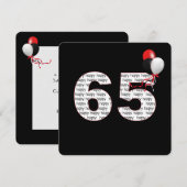 Gelukkige 65e verjaardag op zwarte uitnodiging (Voorkant / Achterkant)