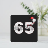 Gelukkige 65e verjaardag op zwarte uitnodiging (Staand voorkant)