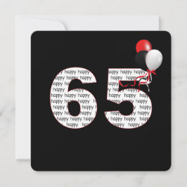 Gelukkige 65e verjaardag op zwarte uitnodiging