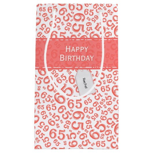 Gelukkige 65e Verjaardagspartij Koraal Nummer Patr Klein Cadeauzakje (Voorkant)