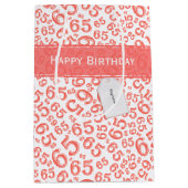 Gelukkige 65e Verjaardagspartij Koraal Nummer Patr Medium Cadeauzakje (Voorkant)