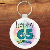 Gelukkige 65ste verjaardag (blauw) sleutelhanger (Voorkant)