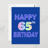 Gelukkige 65ste Verjaardag in Ballonlettertype Briefkaart (Voorkant / Achterkant)