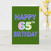 Gelukkige 65ste Verjaardag in Ballonlettertype Kaart (Gele Bloem)