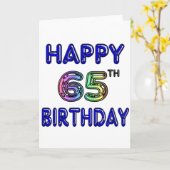 Gelukkige 65ste Verjaardag in Ballonlettertype Kaart (Gele Bloem)